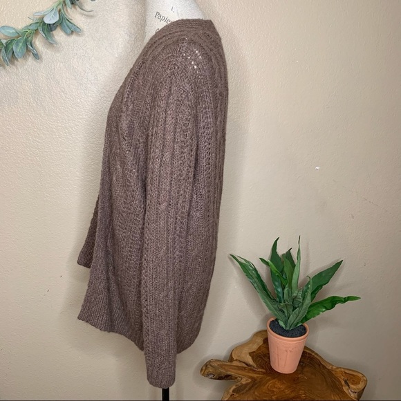 Hollister ~ Brown Open Front Sweater Knit Cardigan Size Medium - Picture 3 of 6
